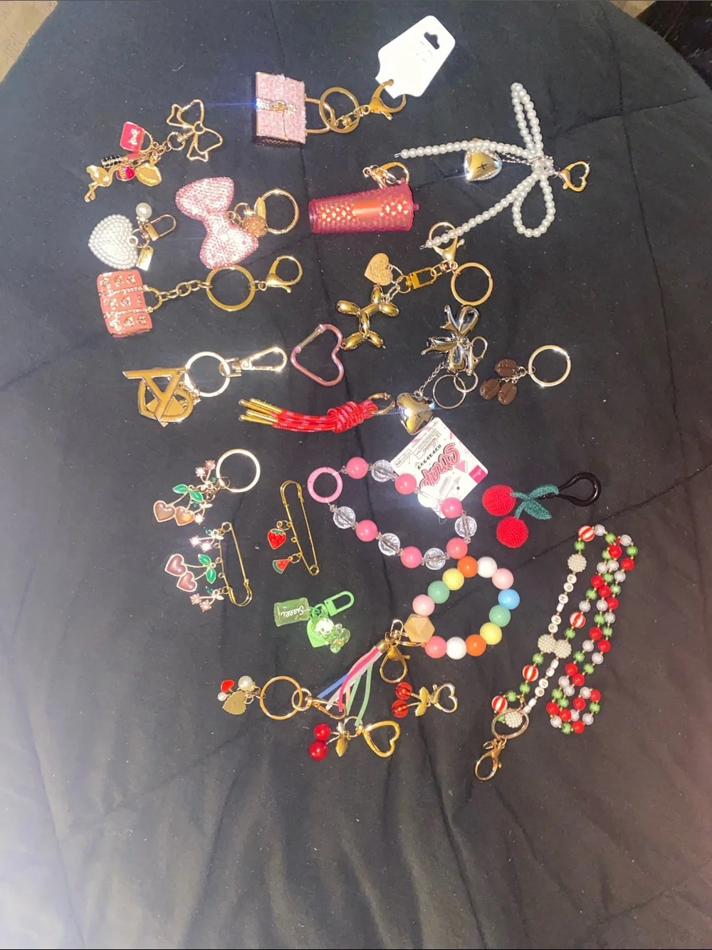 Assorted Women's Key & Card Holder Charm Set - Pink, Red, Gold, Multicolor
